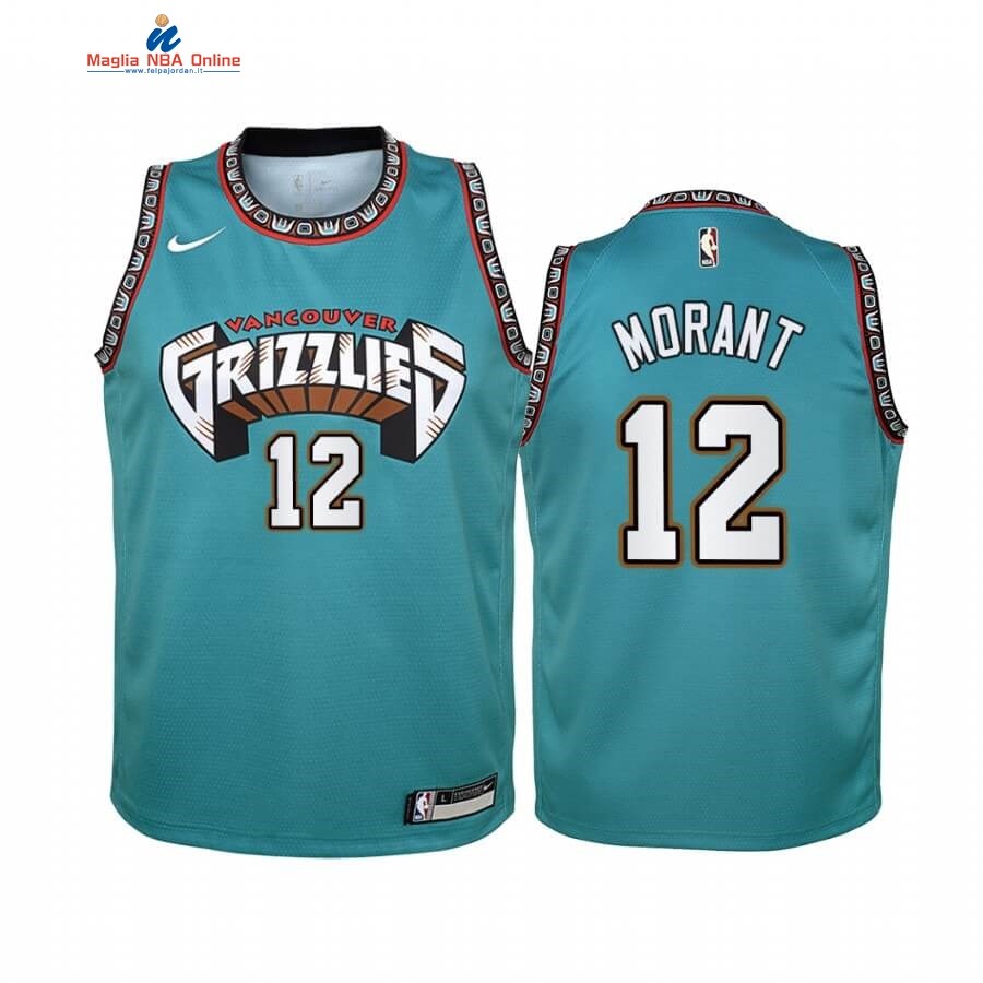 Maglia NBA Bambino Memphis Grizzlies #12 Ja Morant Verde Hardwood Classics Acquista