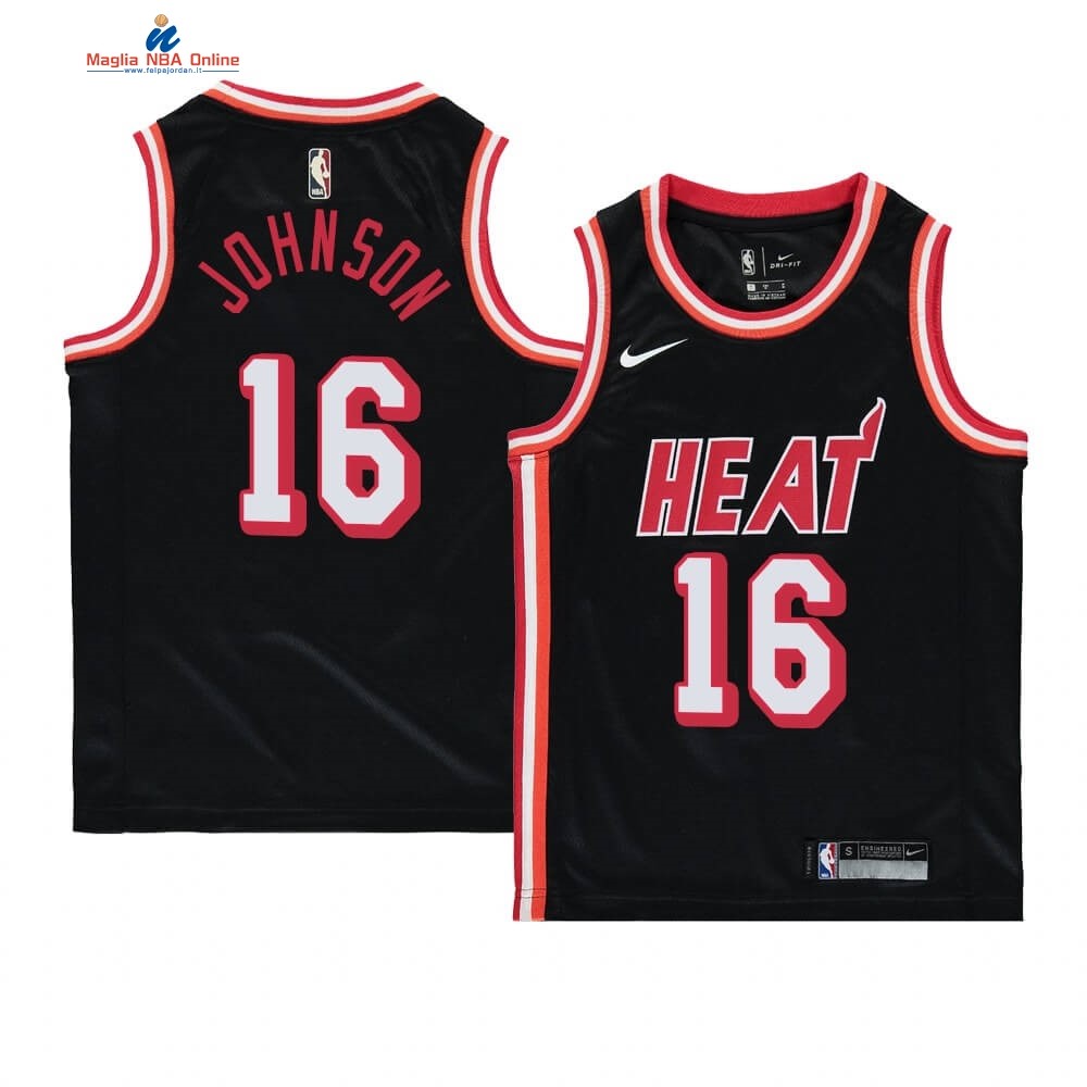 Maglia NBA Bambino Miami Heat #16 James Johnson Nero Hardwood Classics 1996-97 Acquista