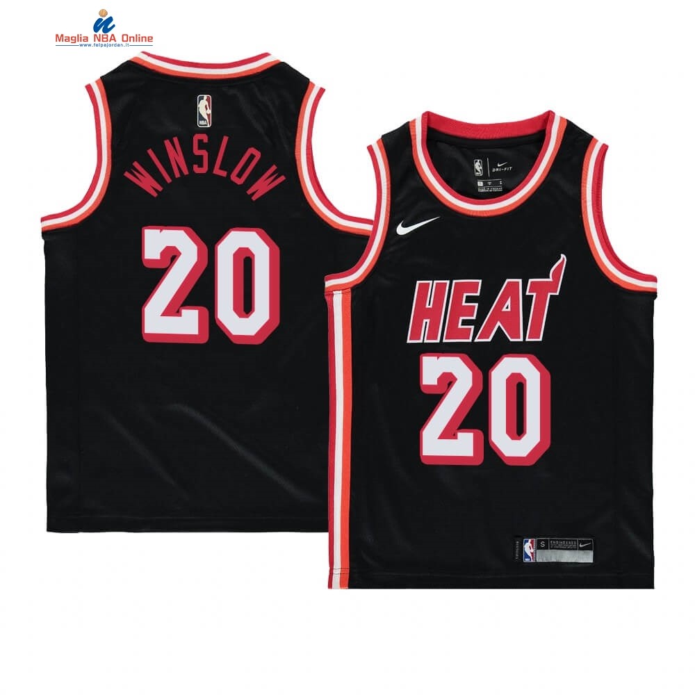 Maglia NBA Bambino Miami Heat #20 Justise Winslow Nero Hardwood Classics 1996-97 Acquista