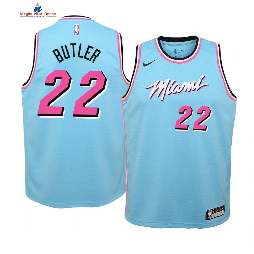 Maglia NBA Bambino Miami Heat #22 Jimmy Butler Blu Città 2019-20 Acquista