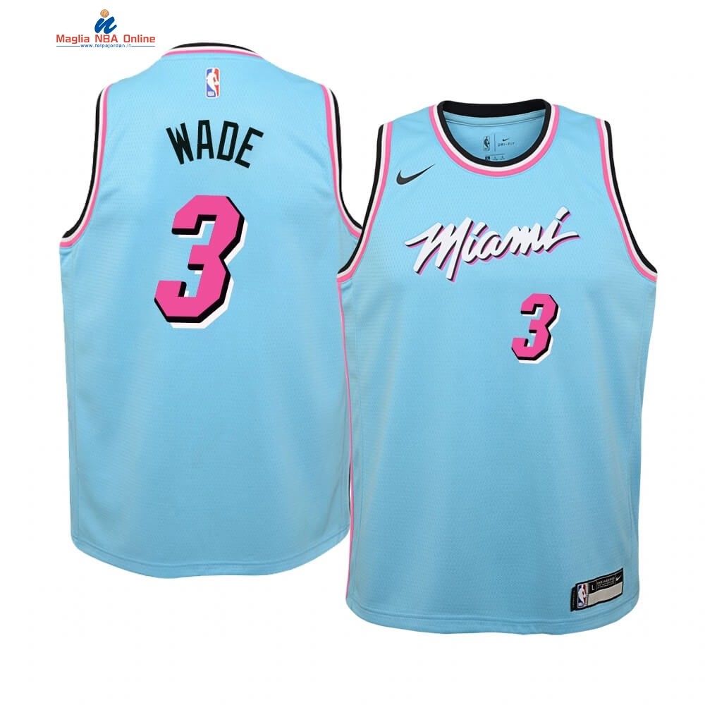 Maglia NBA Bambino Miami Heat #3 Dwyane Wade Blu Città 2019-20 Acquista