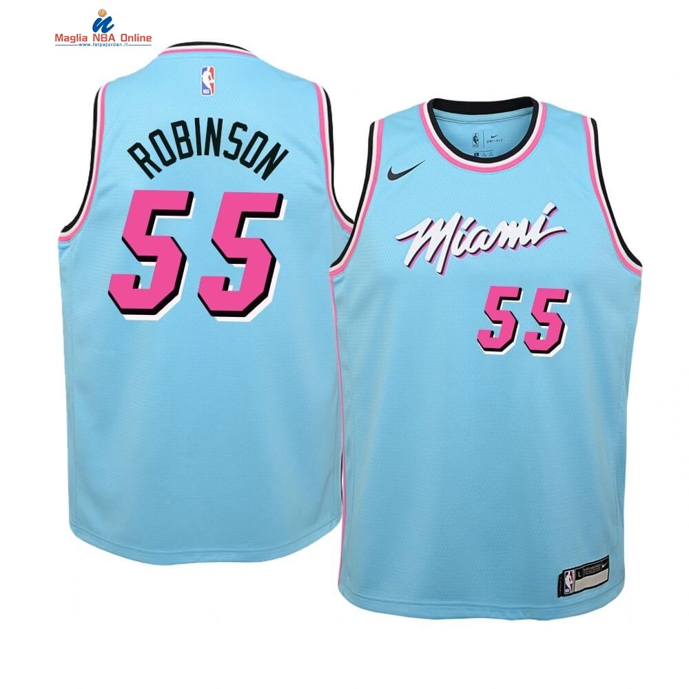 Maglia NBA Bambino Miami Heat #55 Duncan Robinson Blu Città 2019-20 Acquista
