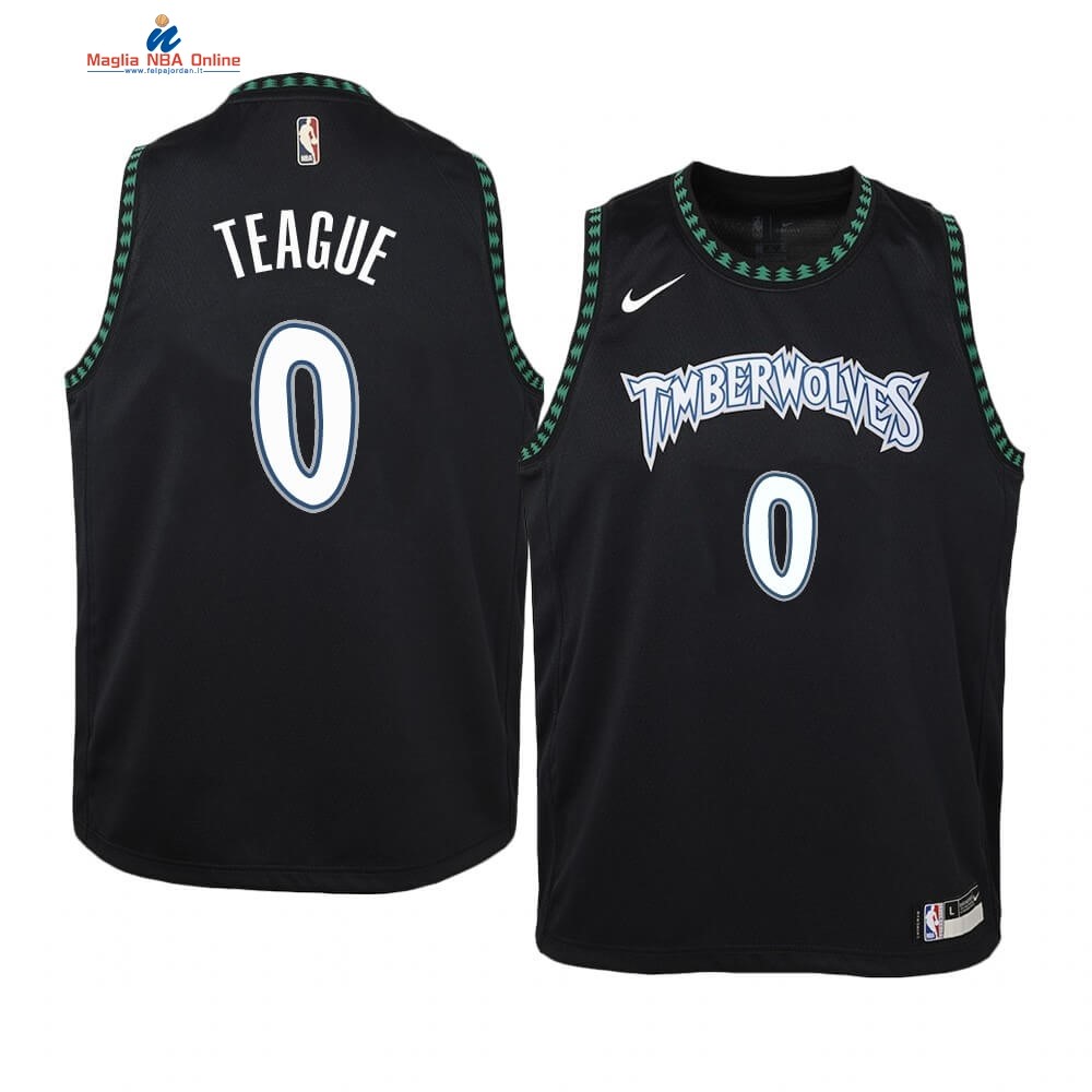 Maglia NBA Bambino Minnesota Timberwolves #0 Jeff Teague Nero Hardwood Classics Acquista