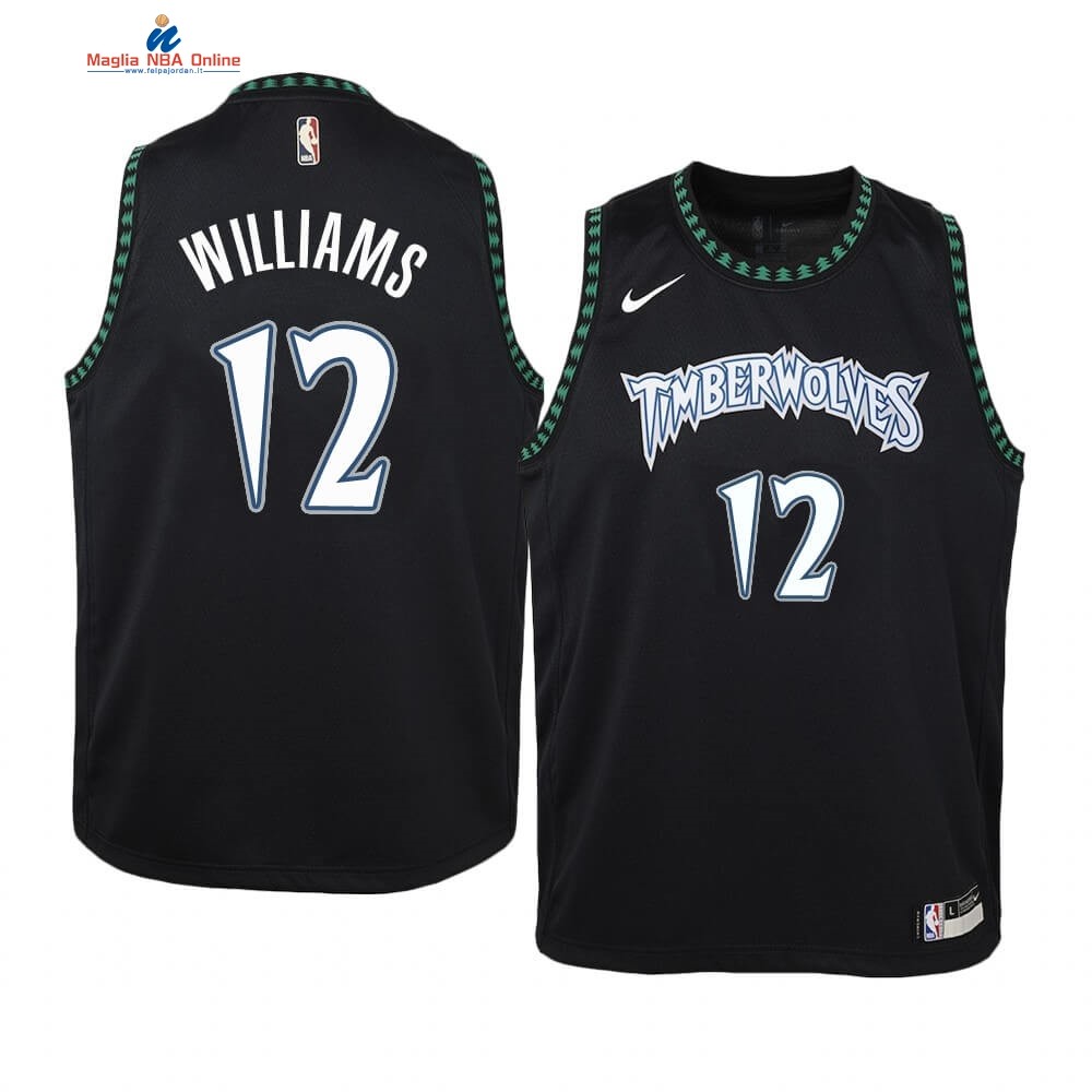 Maglia NBA Bambino Minnesota Timberwolves #12 C.J. Williams Nero Hardwood Classics Acquista