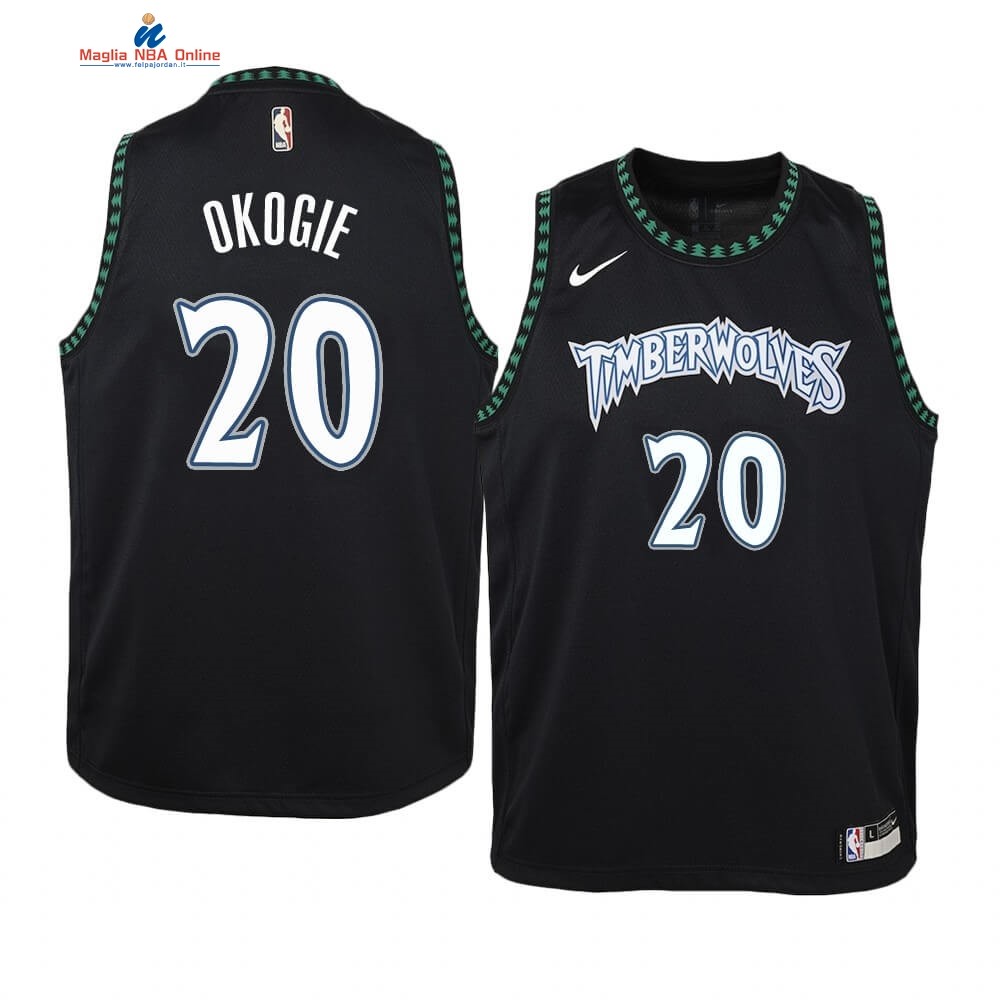 Maglia NBA Bambino Minnesota Timberwolves #20 Josh Okogie Nero Hardwood Classics Acquista