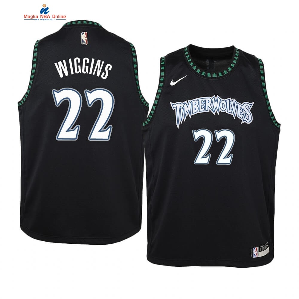 Maglia NBA Bambino Minnesota Timberwolves #22 Andrew Wiggins Nero Hardwood Classics Acquista