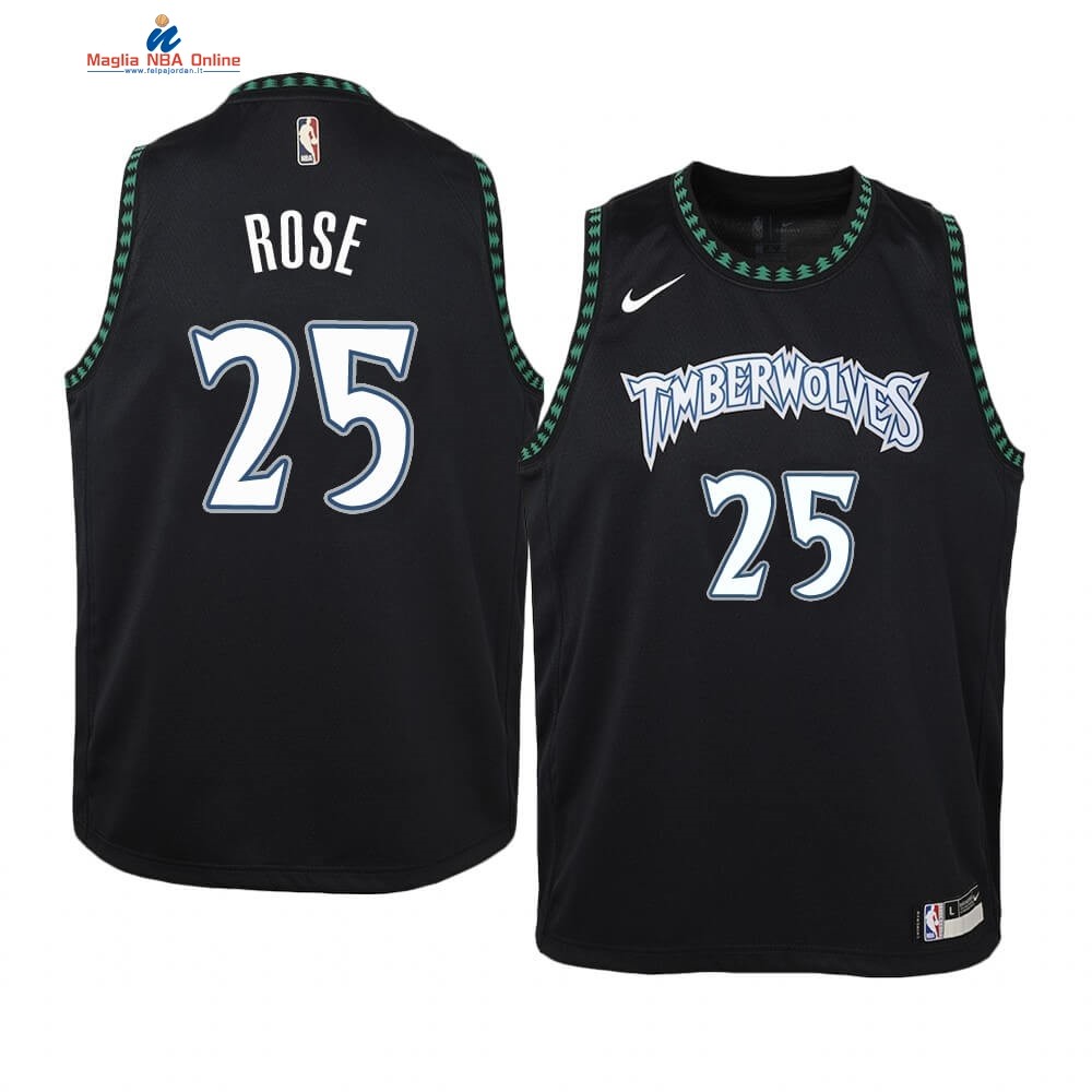 Maglia NBA Bambino Minnesota Timberwolves #25 Derrick Rose Nero Hardwood Classics Acquista