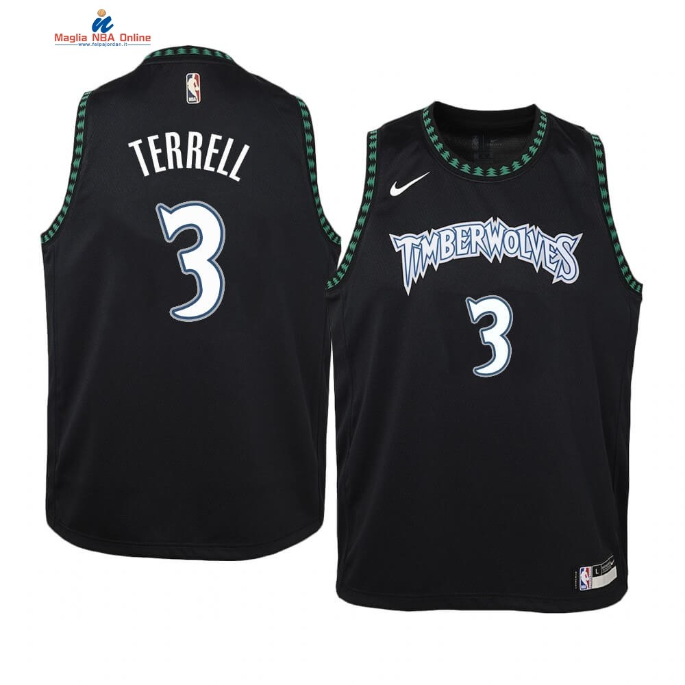 Maglia NBA Bambino Minnesota Timberwolves #3 Jared Terrell Nero Hardwood Classics Acquista