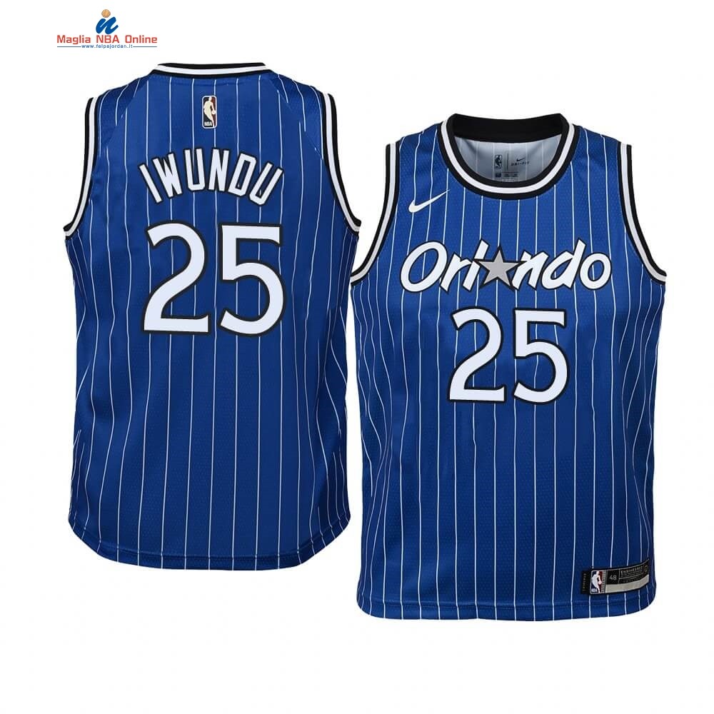 Maglia NBA Bambino Orlando Magic #25 Wesley Iwundu Blu Hardwood Classics Acquista