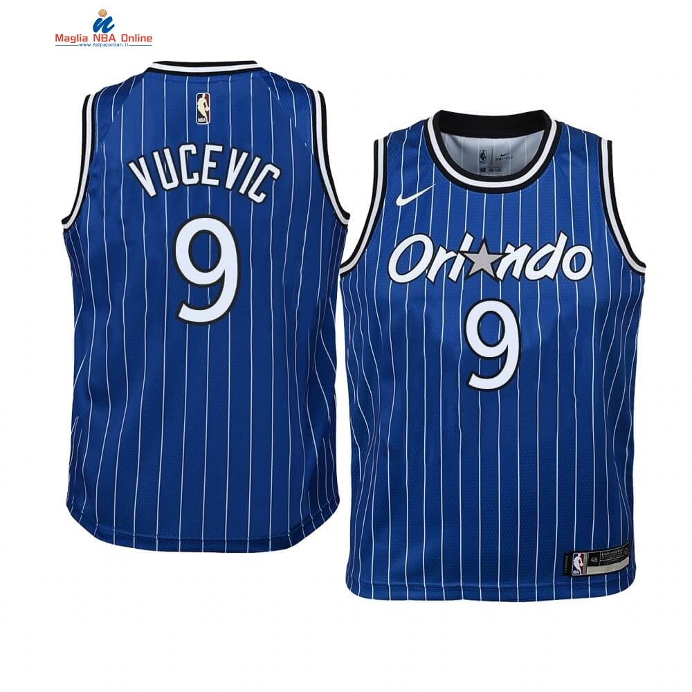 Maglia NBA Bambino Orlando Magic #9 Nikola Vucevic Blu Hardwood Classics Acquista