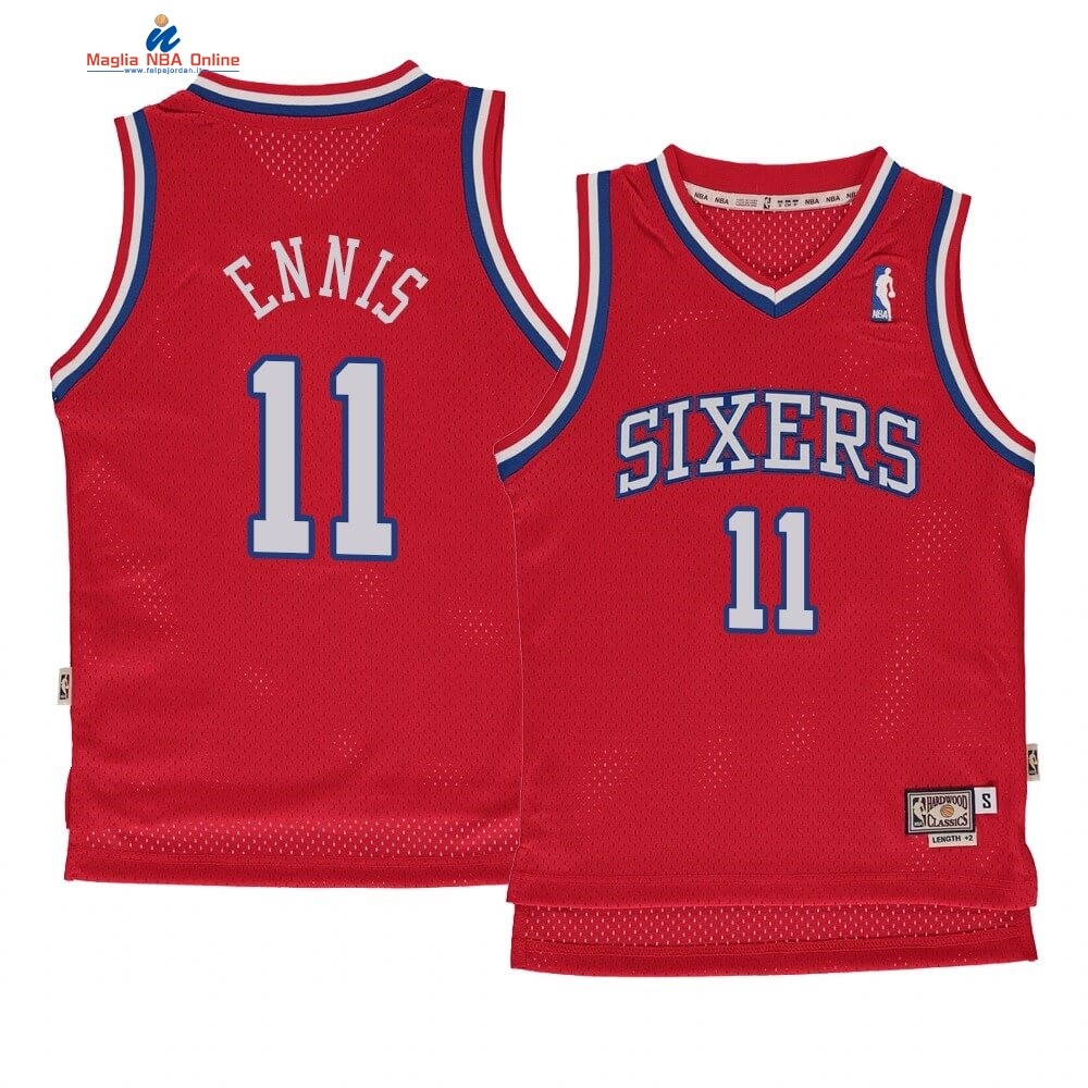 Maglia NBA Bambino Philadelphia Sixers #11 James Ennis Rosso Hardwood Classics 1982-83 Acquista