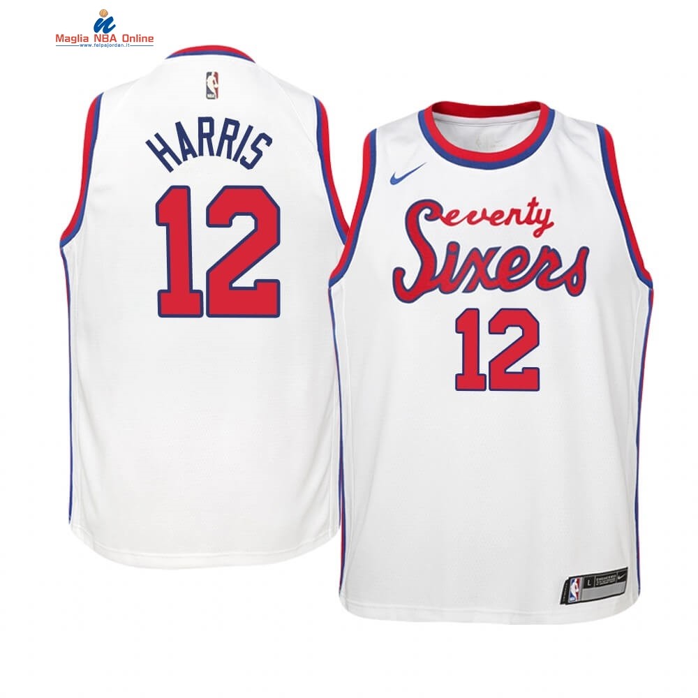 Maglia NBA Bambino Philadelphia Sixers #12 Tobias Harris Bianco Hardwood Classics Acquista