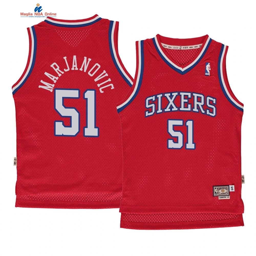 Maglia NBA Bambino Philadelphia Sixers #51 Boban Marjanovic Rosso Hardwood Classics 1982-83 Acquista