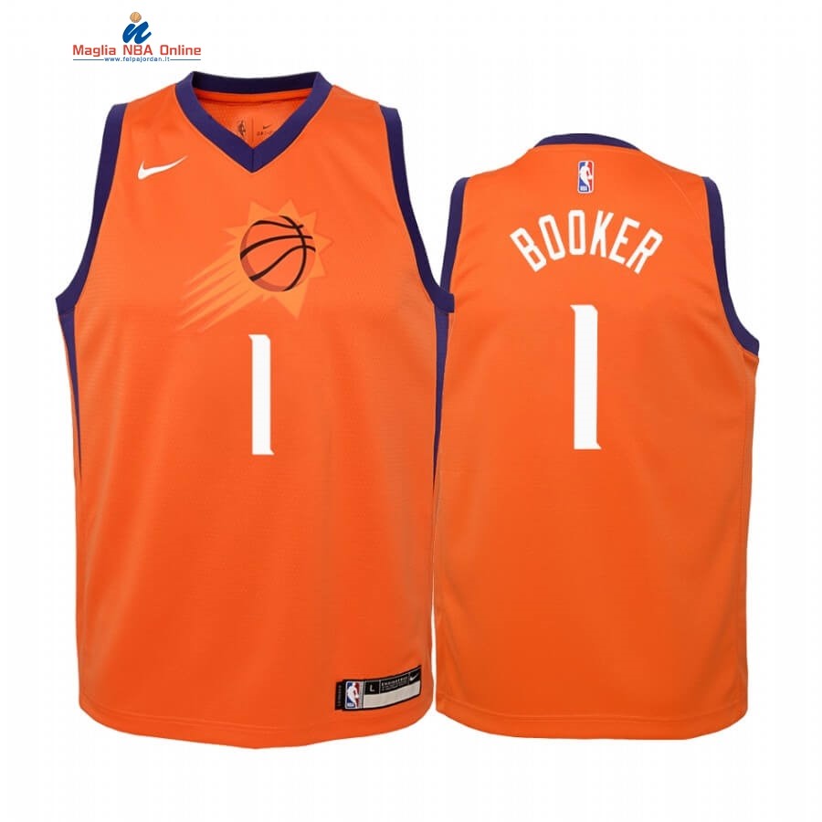 Maglia NBA Bambino Phoenix Suns #1# Devin Booker Arancia Statement 2019-20 Acquista