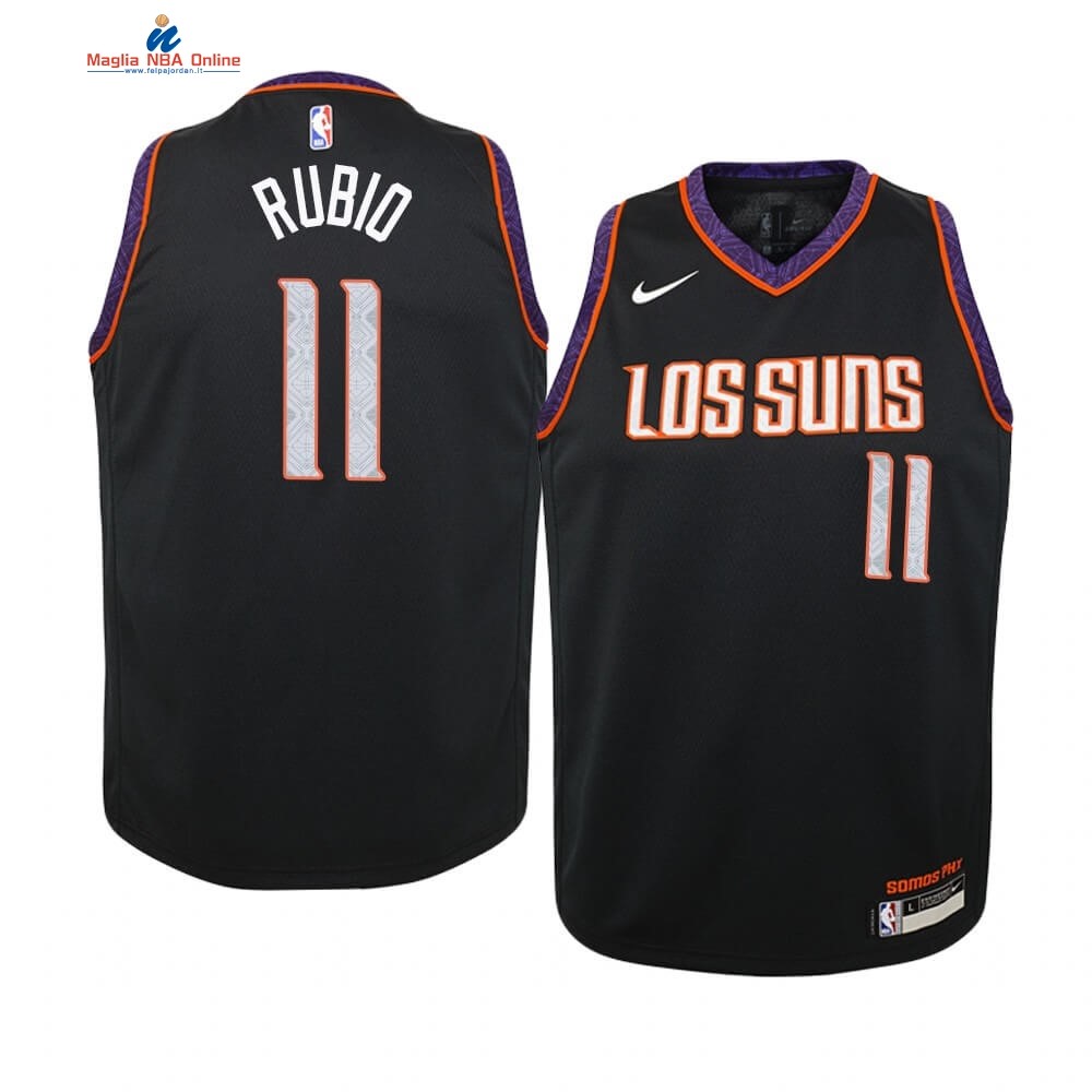 Maglia NBA Bambino Phoenix Suns #11 Ricky Rubio Nike Nero Città 2019-20 Acquista