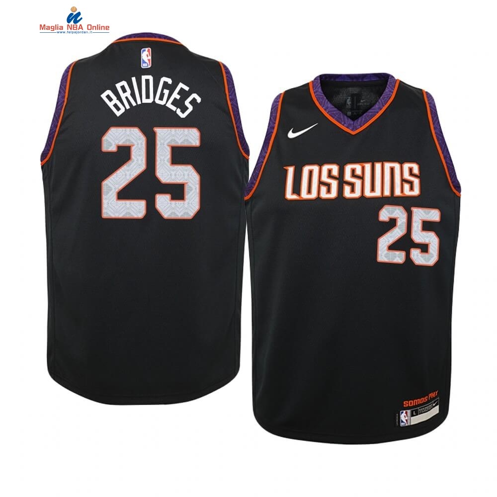 Maglia NBA Bambino Phoenix Suns #25 Mikal Bridges Nike Nero Città 2019-20 Acquista