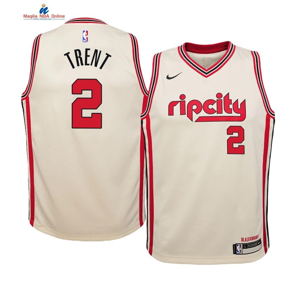 Maglia NBA Bambino Portland Trail Blazers #2 Gary Trent Nike Crema Città 2019-20 Acquista