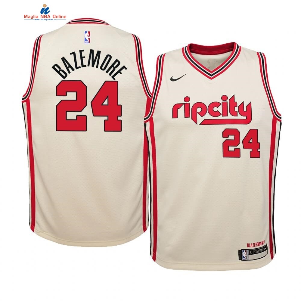 Maglia NBA Bambino Portland Trail Blazers #24 Kent Bazemore Nike Crema Città 2019-20 Acquista