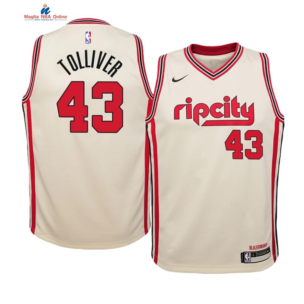 Maglia NBA Bambino Portland Trail Blazers #43 Anthony Tolliver Nike Crema Città 2019-20 Acquista