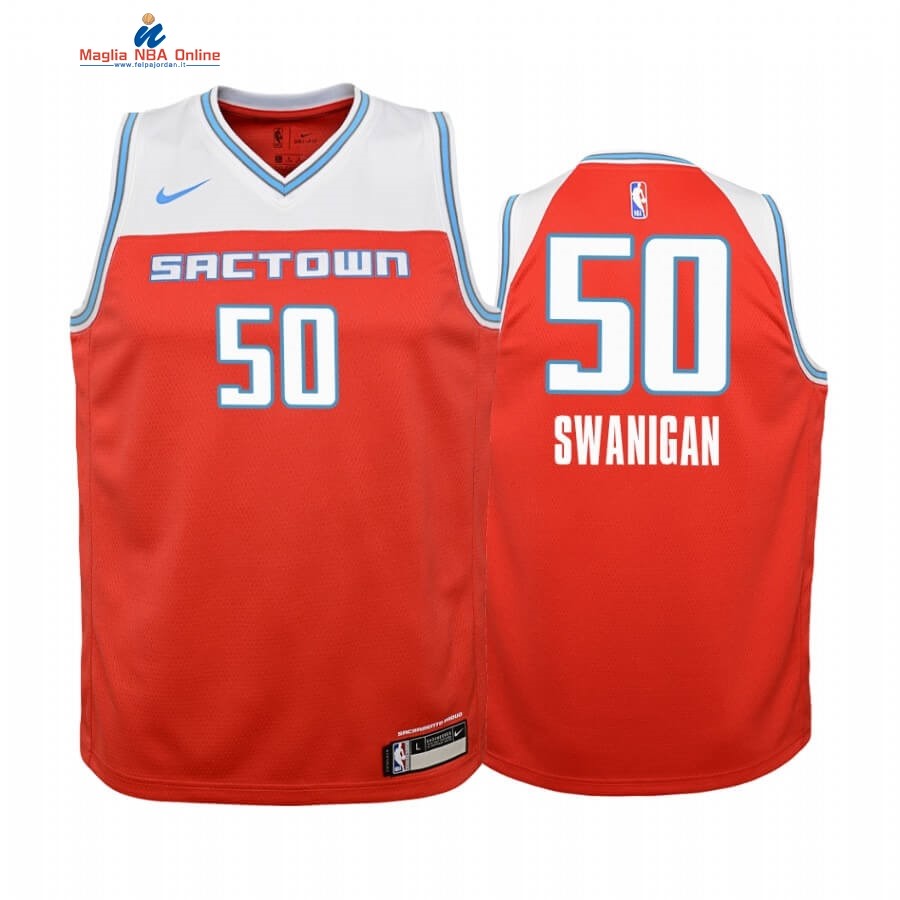 Maglia NBA Bambino Sacramento Kings #50 Caleb Swanigan Nike Rosso Città 2019-20 Acquista