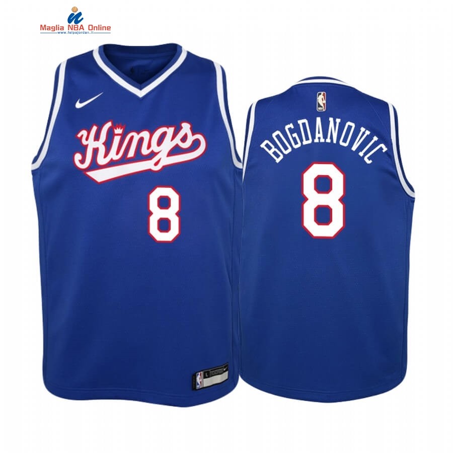 Maglia NBA Bambino Sacramento Kings #8 Bogdan Bogdanovic Blu Throwback Acquista