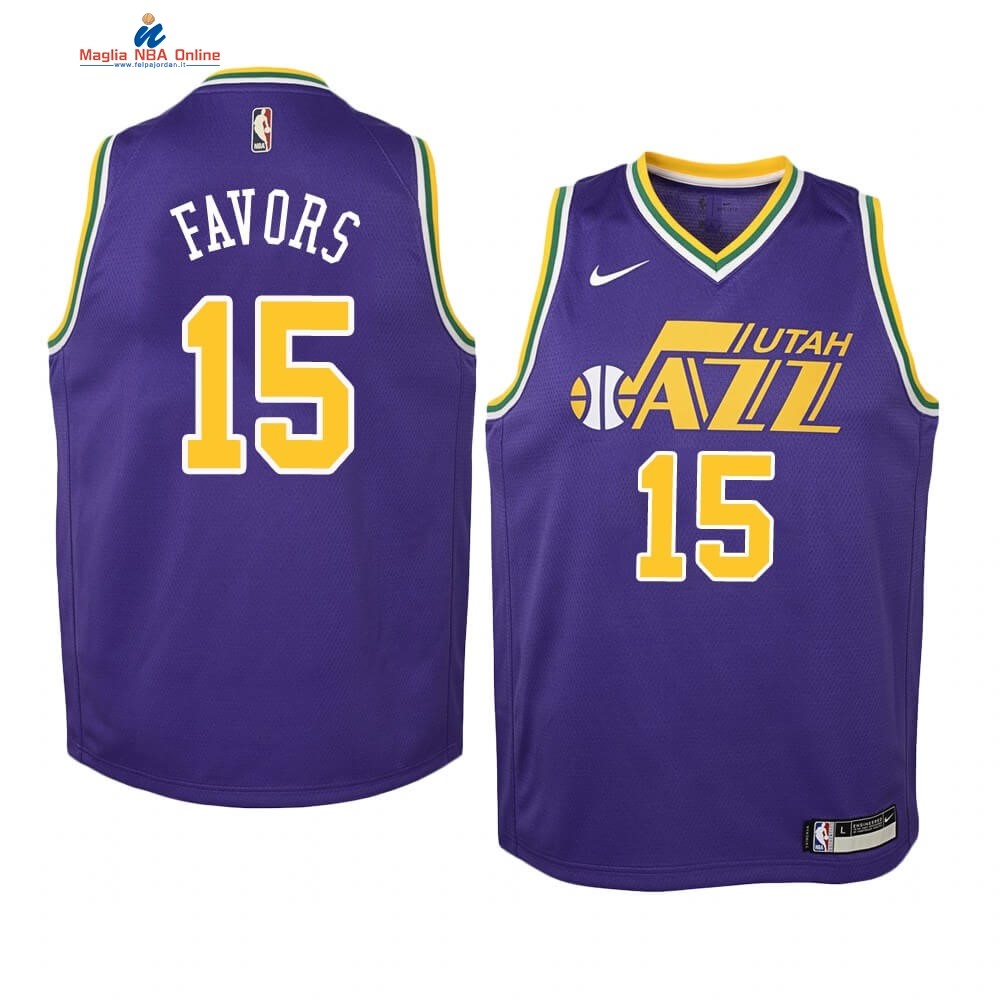 Maglia NBA Bambino Utah Jazz #15 Derrick Favors Porpora Hardwood Classics Acquista