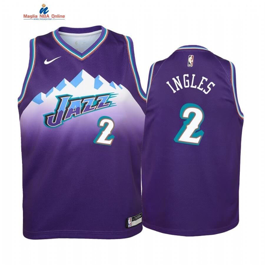 Maglia NBA Bambino Utah Jazz #2 Joe Ingles Porporal Hardwood Classics 2019-20 Acquista