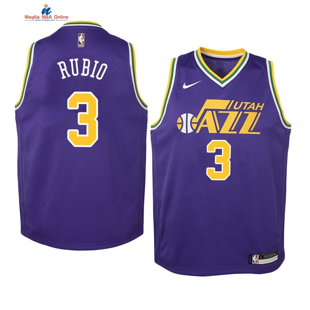 Maglia NBA Bambino Utah Jazz #3 Ricky Rubio Porpora Hardwood Classics Acquista