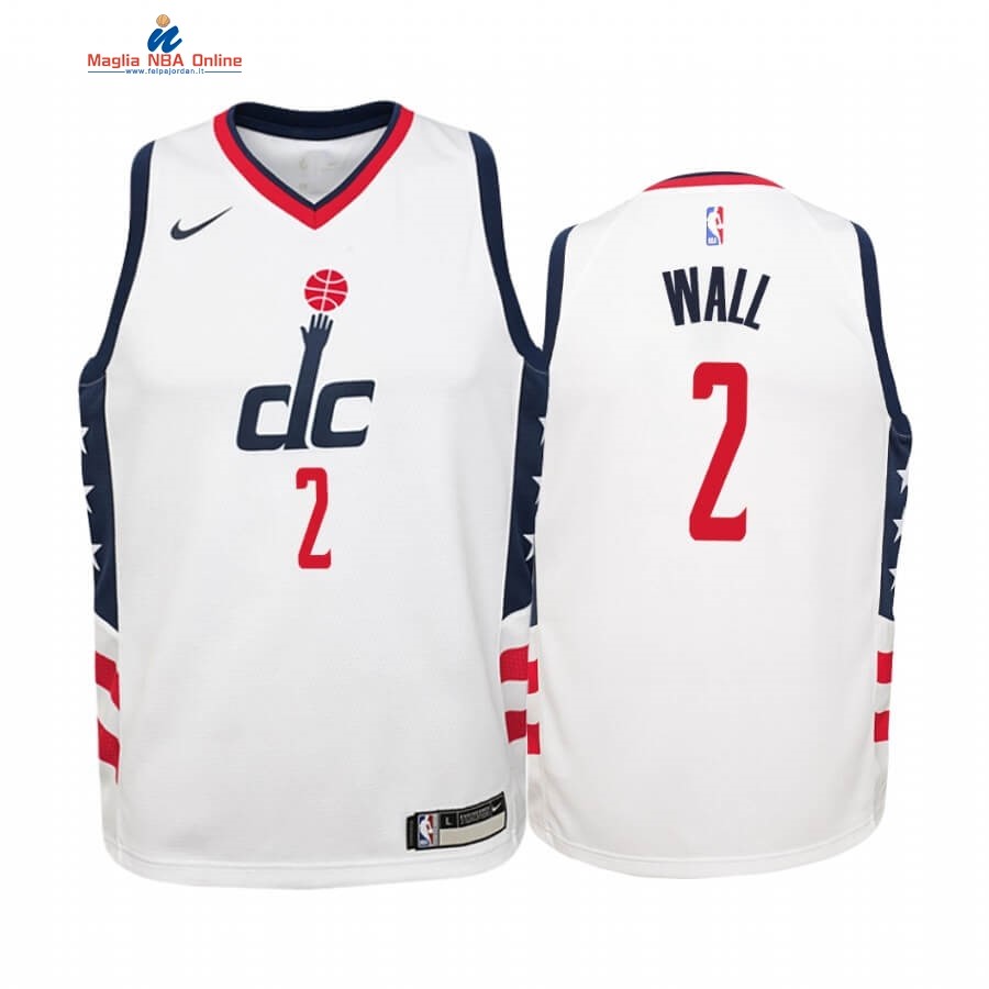 Maglia NBA Bambino Washington Wizards #2 John Wall Nike Bianco Città 2019-20 Acquista