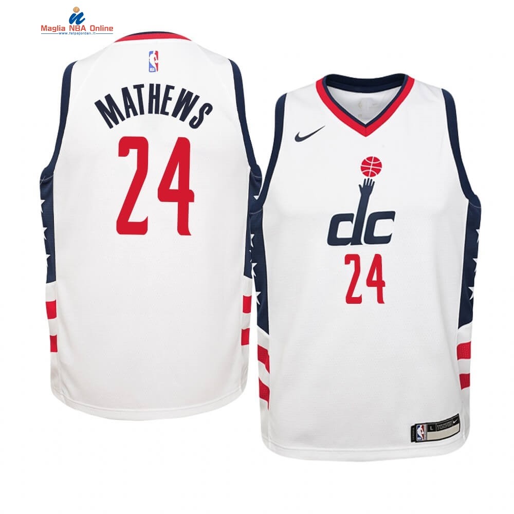 Maglia NBA Bambino Washington Wizards #24 Garrison Mathews Nike Bianco Città 2019-20 Acquista