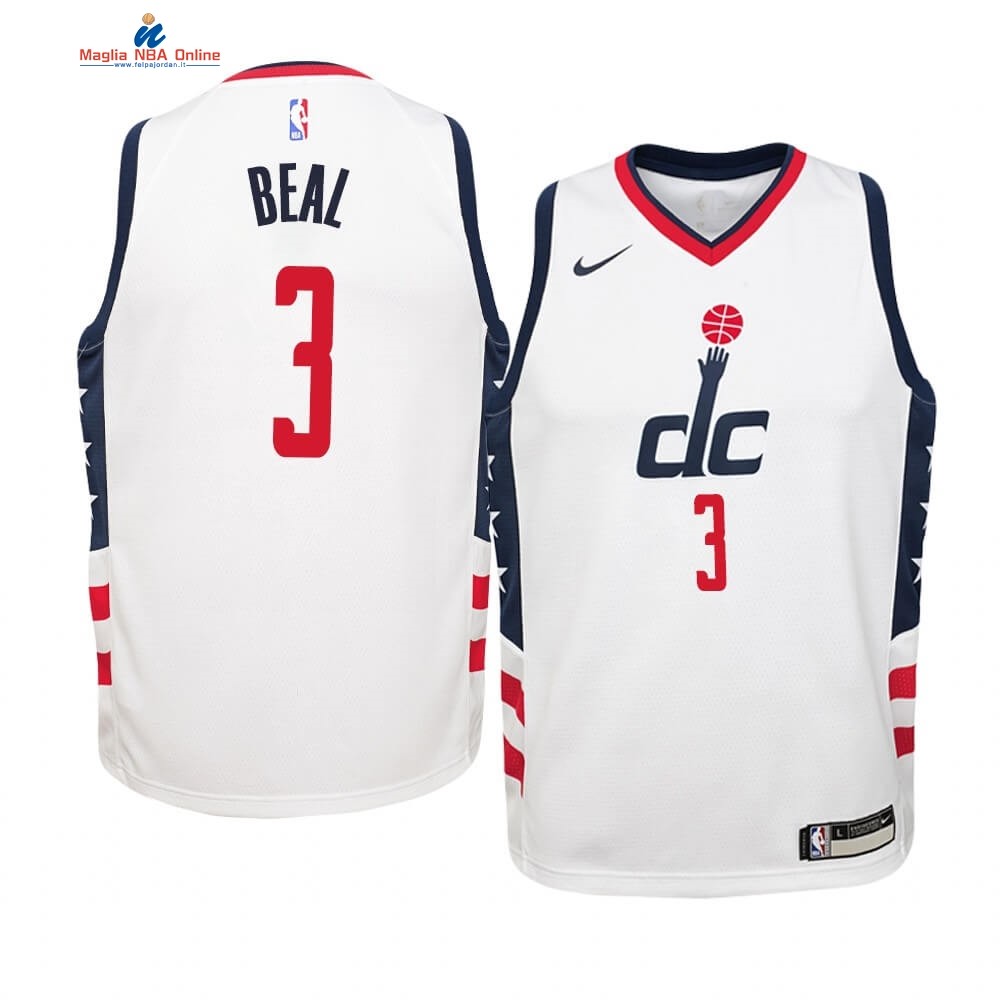 Maglia NBA Bambino Washington Wizards #3 Bradley Beal Nike Bianco Città 2019-20 Acquista