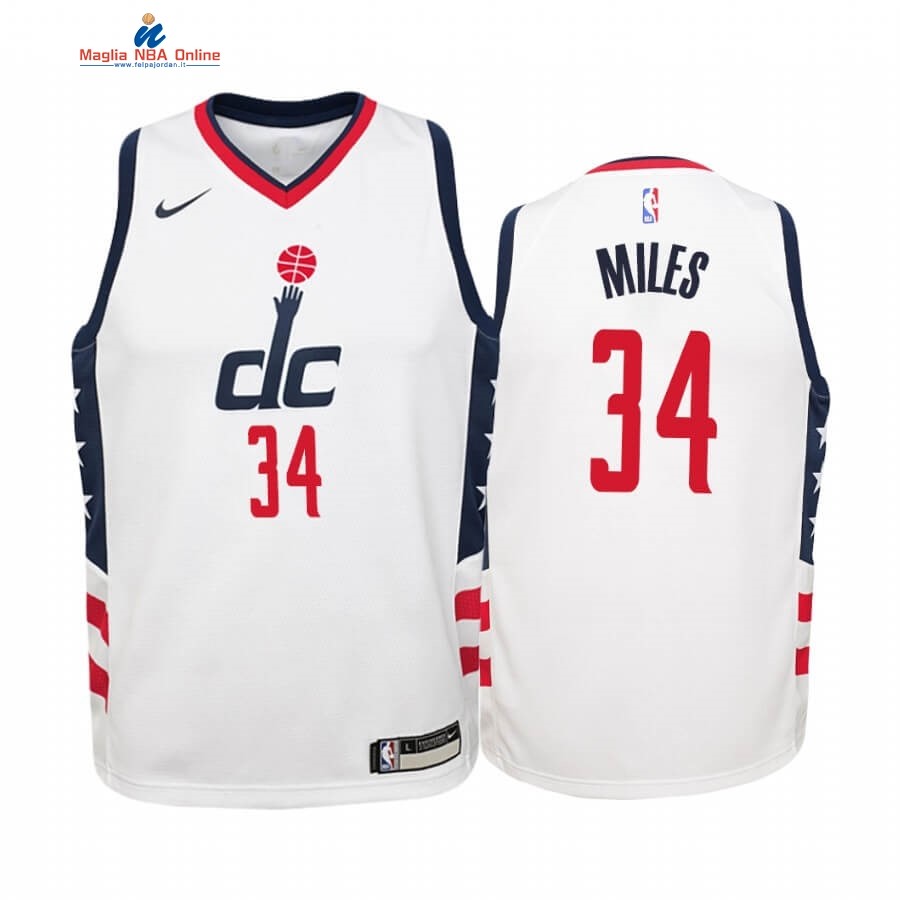 Maglia NBA Bambino Washington Wizards #34 C.J. Miles Nike Bianco Città 2019-20 Acquista