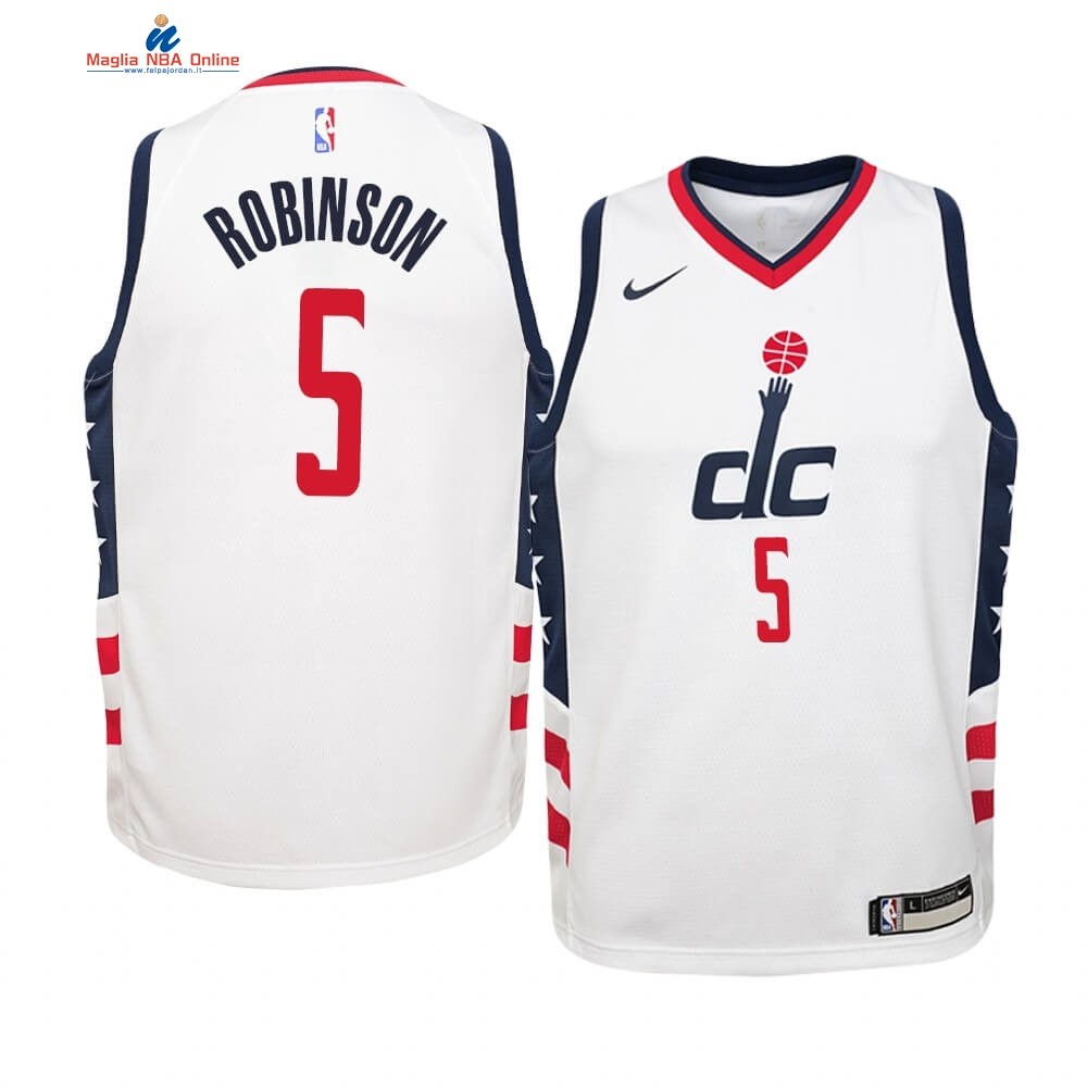 Maglia NBA Bambino Washington Wizards #5 Justin Robinson Nike Bianco Città 2019-20 Acquista