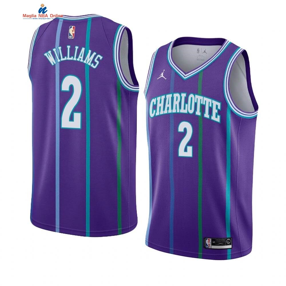 Maglia NBA Charlotte Hornets #2 Marvin Williams Porpora Hardwood Classics Acquista