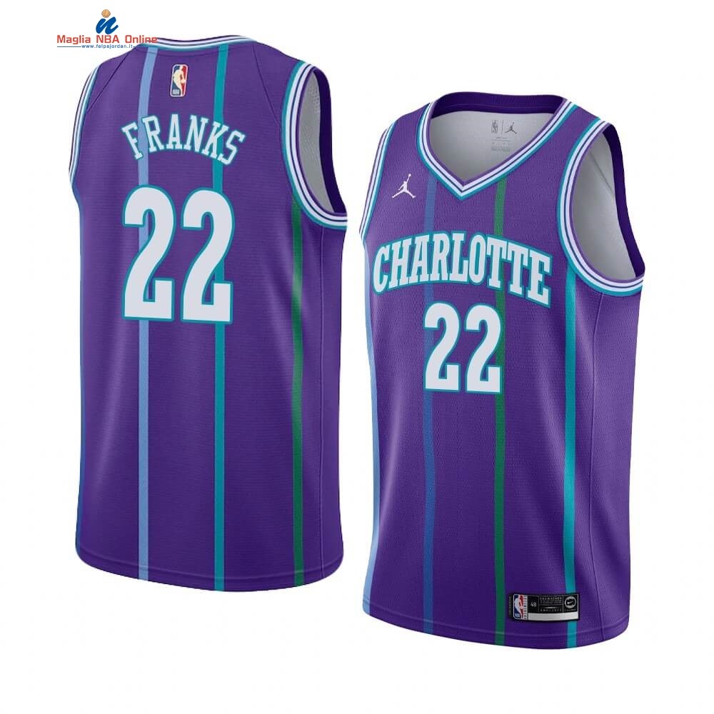 Maglia NBA Charlotte Hornets #22 Robert Franks Porpora Hardwood Classics Acquista