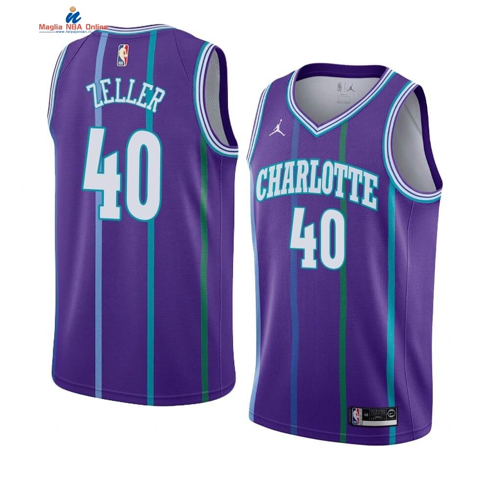 Maglia NBA Charlotte Hornets #40 Cody Zeller Porpora Hardwood Classics Acquista