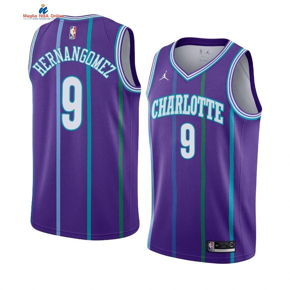 Maglia NBA Charlotte Hornets #9 Willy Hernangomez Porpora Hardwood Classics Acquista