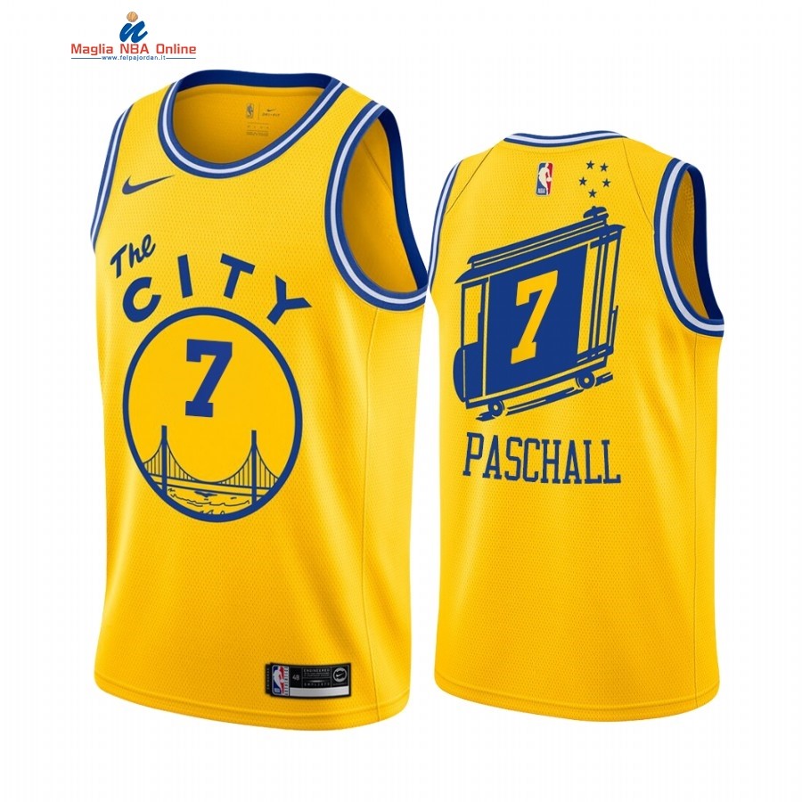 Maglia NBA Golden State Warriors #7 Eric Paschall Oro Hardwood Classics Acquista