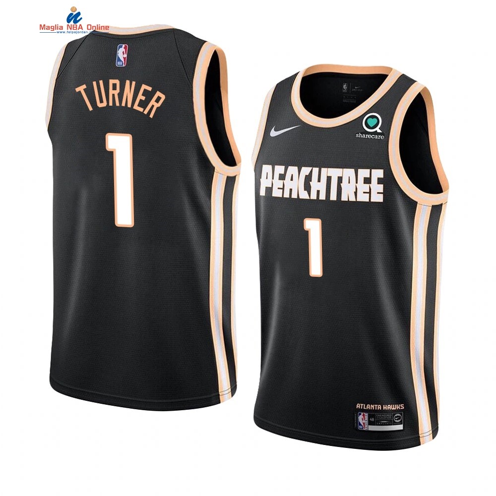 Maglia NBA Nike Atlanta Hawks #1 Evan Turner Nero Città 2019-20 Acquista