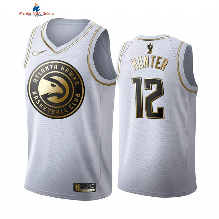 Maglia NBA Nike Atlanta Hawks #12 De'andre Hunter Bianco Oro 2019-20 Acquista