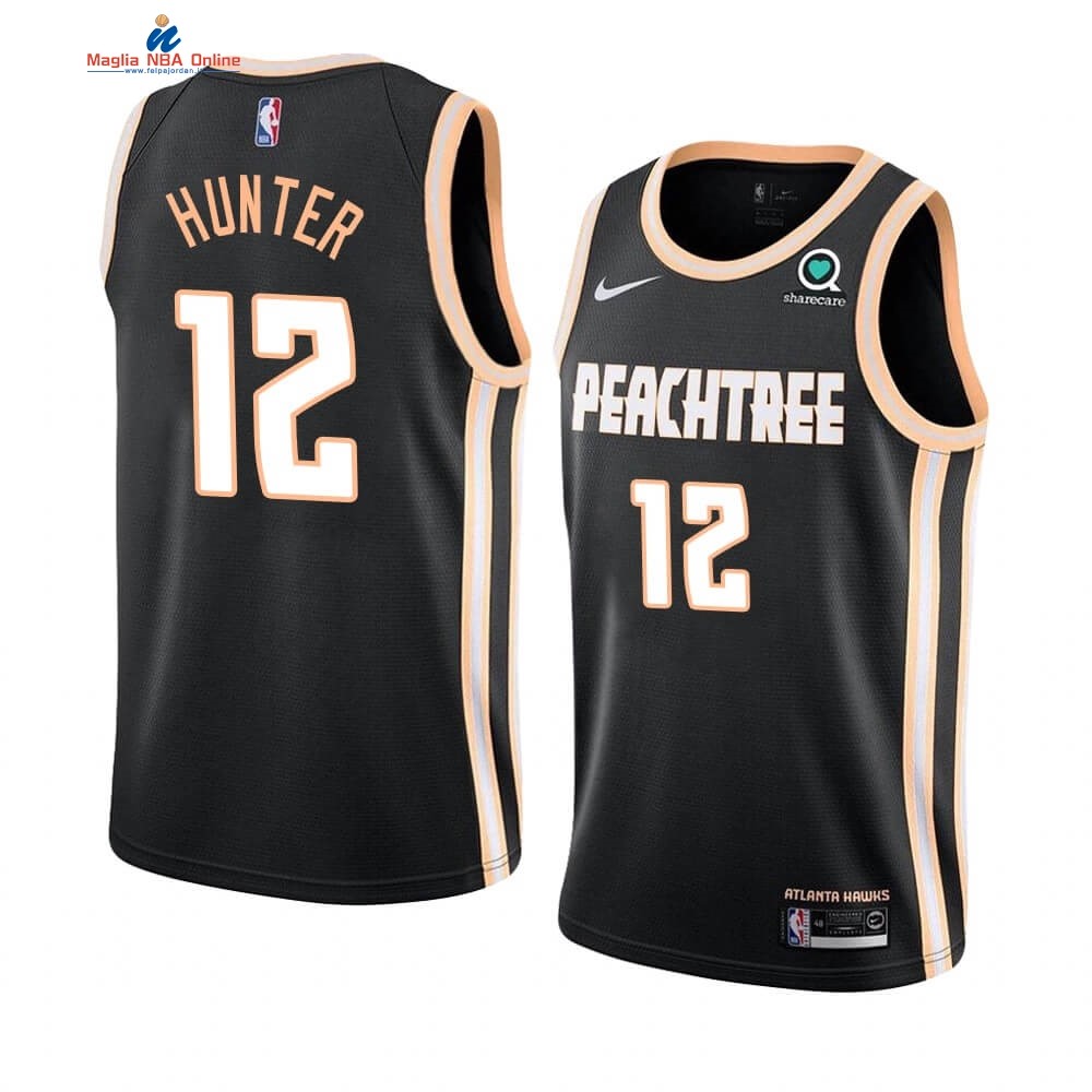 Maglia NBA Nike Atlanta Hawks #12 De'andre Hunter Nero Città 2019-20 Acquista