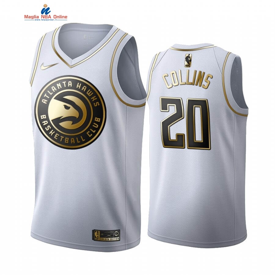 Maglia NBA Nike Atlanta Hawks #20 John Collins Bianco Oro 2019-20 Acquista