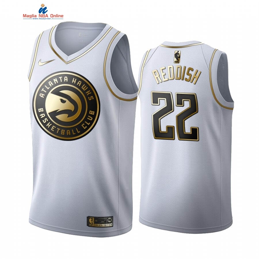 Maglia NBA Nike Atlanta Hawks #22 Cam Reddish Bianco Oro 2019-20 Acquista