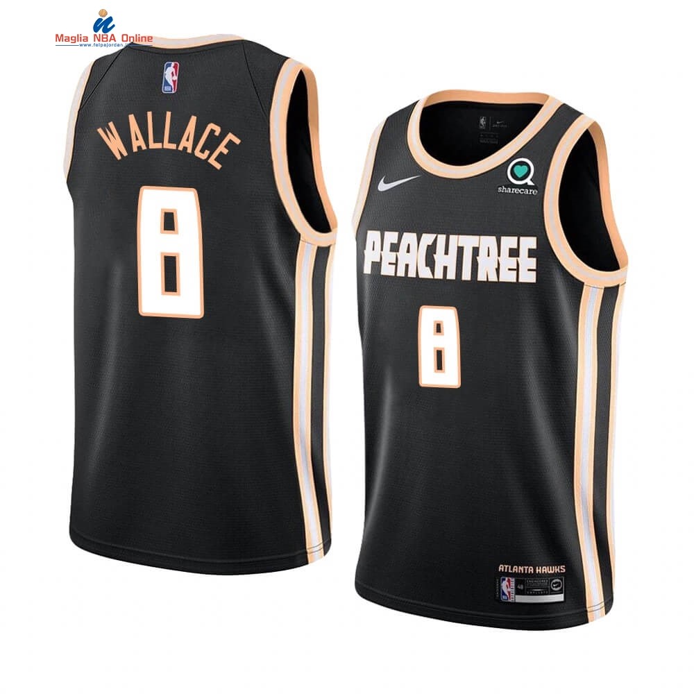 Maglia NBA Nike Atlanta Hawks #8 Tyrone Wallace Nero Città 2019-20 Acquista