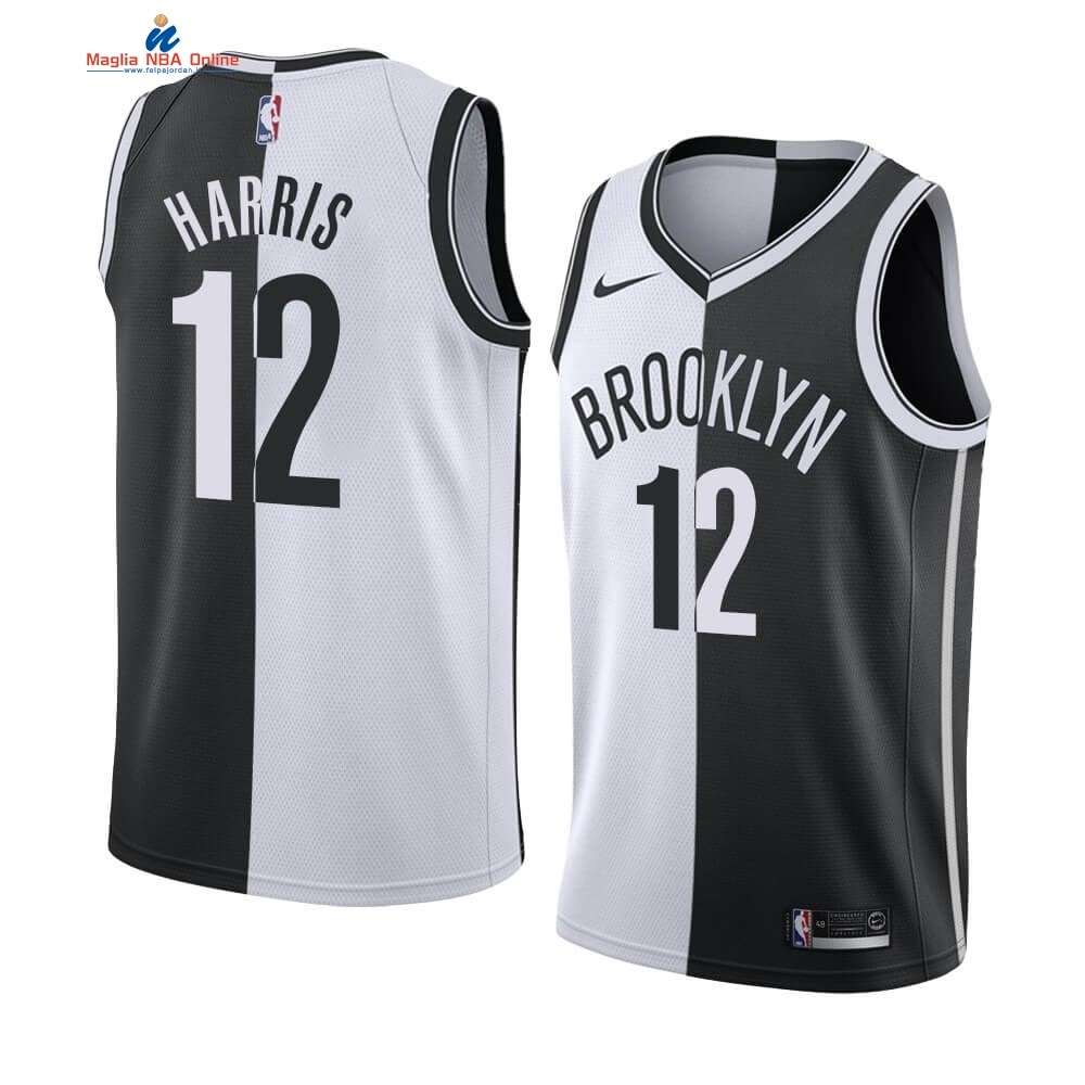Maglia NBA Nike Brooklyn Nets #12 Joe Harris Bianco Nero Split Edition Acquista