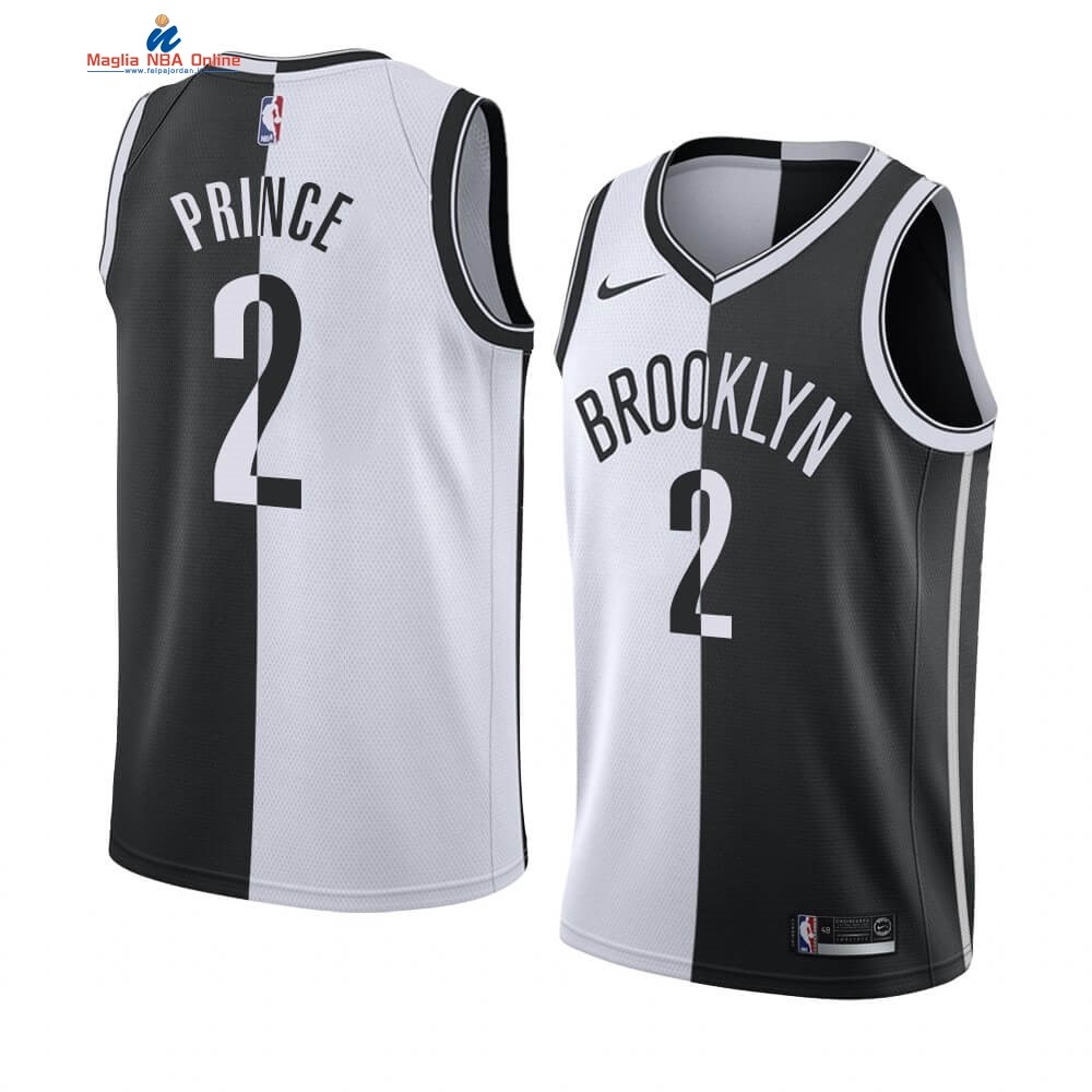 Maglia NBA Nike Brooklyn Nets #2 Taurean Prince Bianco Nero Split Edition Acquista