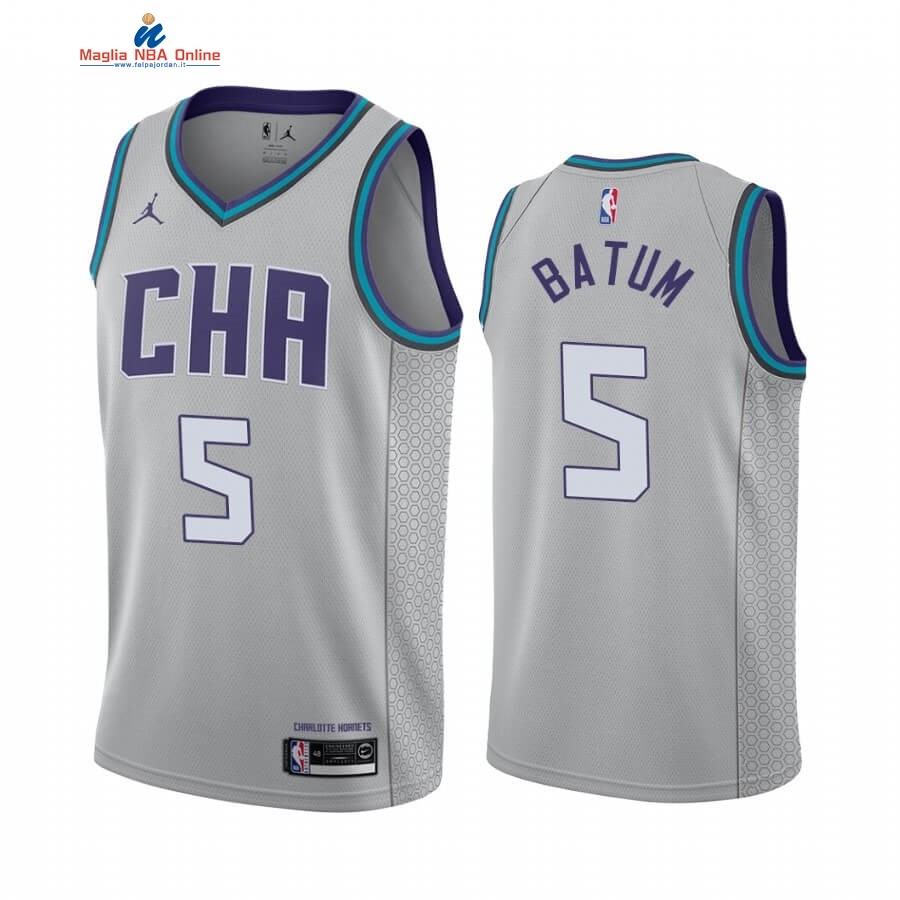 Maglia NBA Nike Charlotte Hornets #5 Nicolas Batum Nike Nero Città 2019-20 Acquista