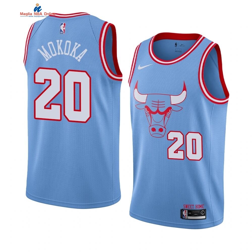 Maglia NBA Nike Chicago Bulls #20 Adam Mokoka Nike Blu Città 2019-20 Acquista