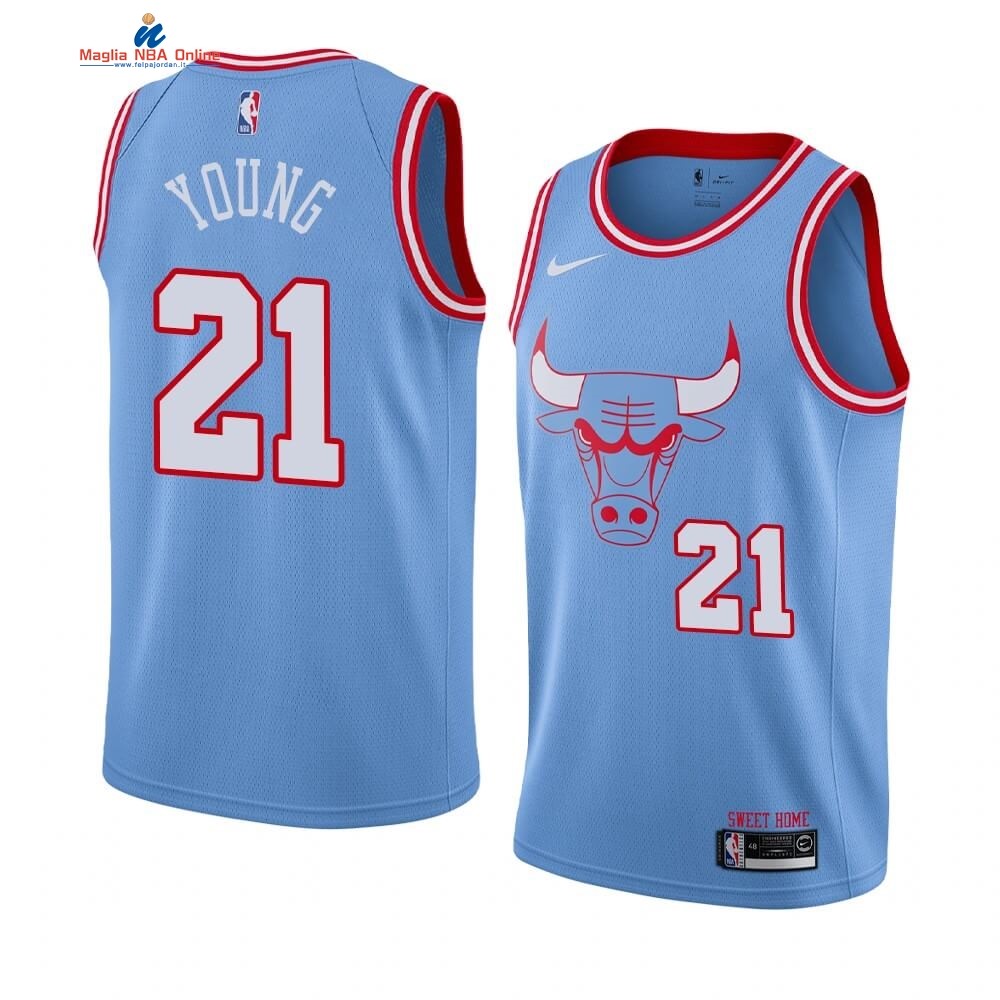 Maglia NBA Nike Chicago Bulls #21 Thaddeus Youn Nike Blu Città 2019-20 Acquista