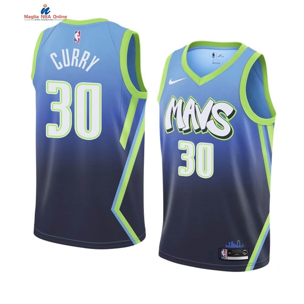 Maglia NBA Nike Dallas Mavericks #30 Seth Curry Nike Blu Città 2019-20 Acquista